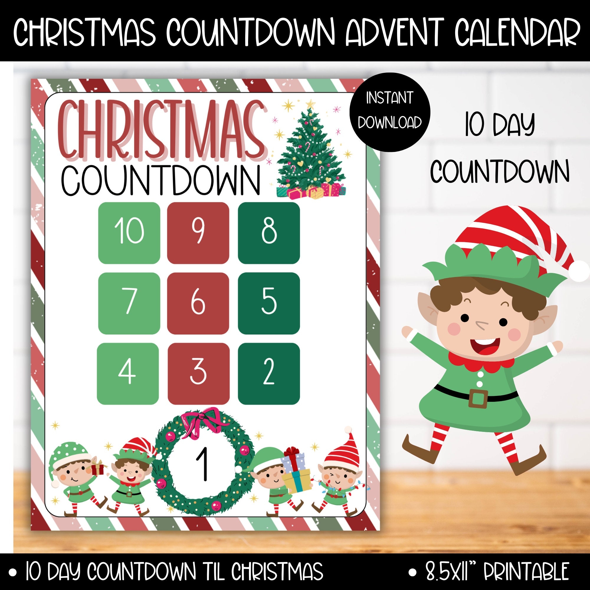 10 Day Christmas Countdown Advent Calendar Printable Class 