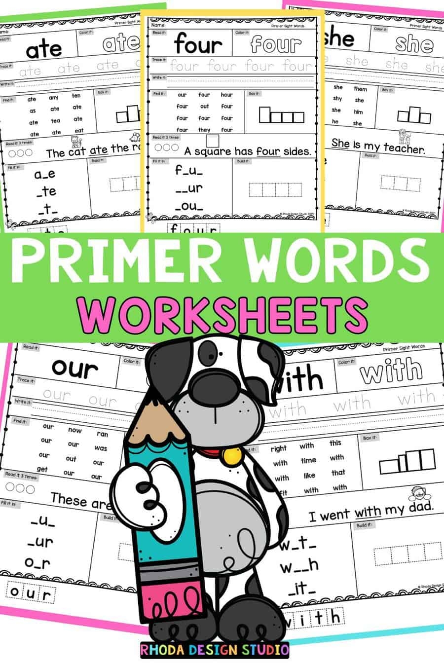 Free Kindergarten Sight Word Ate Worksheets