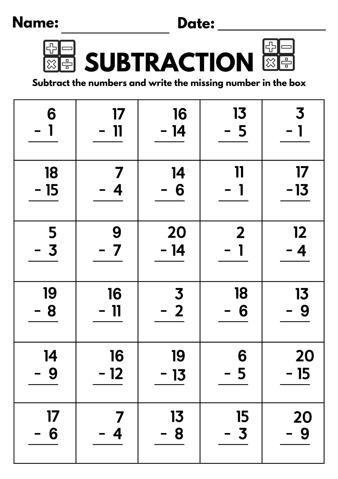 10 Printable Subtraction Fill In The Blanks Worksheets numbers 1 20 For Kindergarten 1st Grade 2nd Grade Math Subtraction Worksheets Etsy UK 10 Printable Subtraction Fill In The Blanks Worksheets numbers 1 20 For Kindergarten 1st Grade 2nd Grade Math Subtraction Worksheets Etsy UK