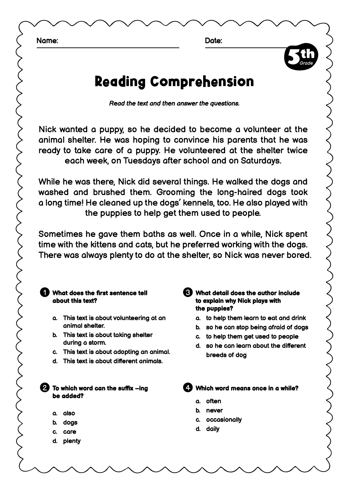 12 First Grade Reading Comprehension Worksheets Free PDF At Worksheeto