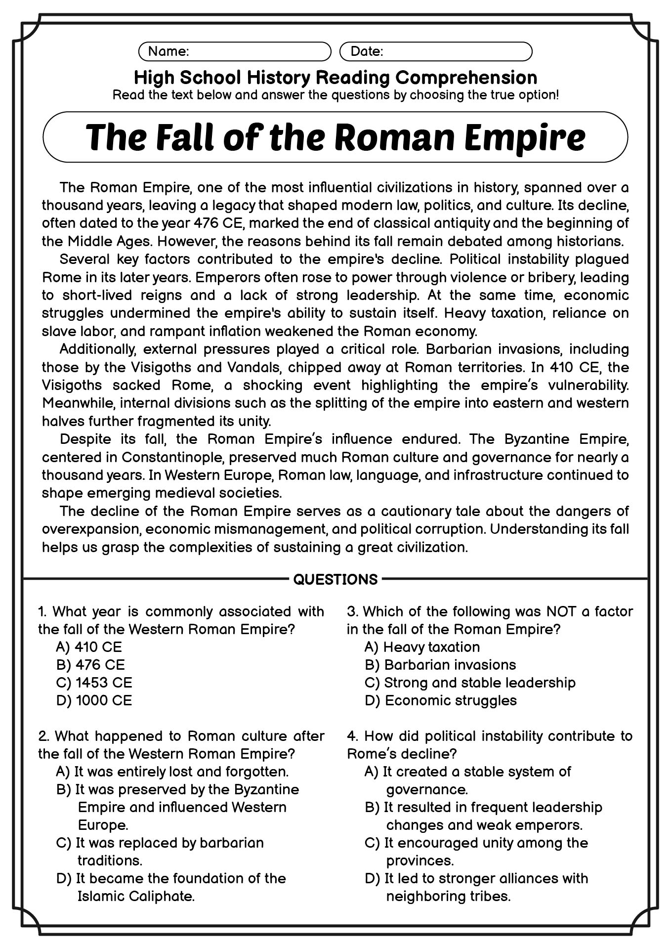 14 Reading Worksheets High School History Free PDF At Worksheeto 14 Reading Worksheets High School History Free PDF At Worksheeto