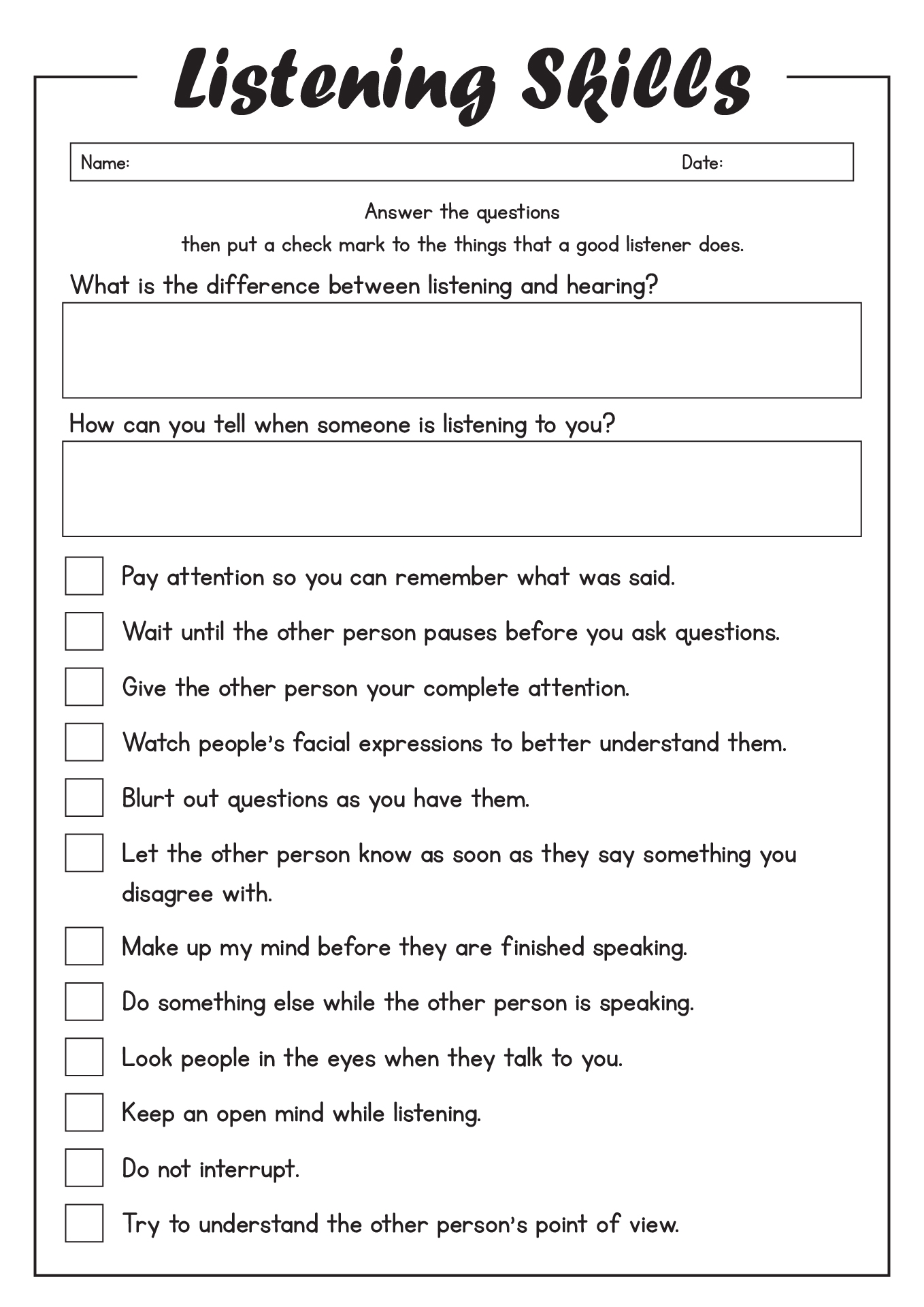 15 Positive Communication Worksheets For Teens Free PDF At 