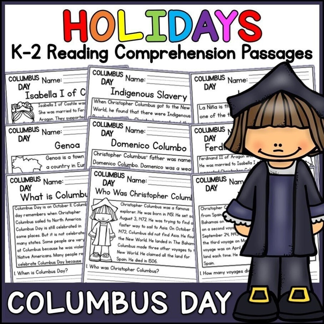 1st 2nd Grade Reading Comprehension Columbus Day Passages U0026 Questions Classroom Homeschool No Prep Printable Standards aligned Etsy