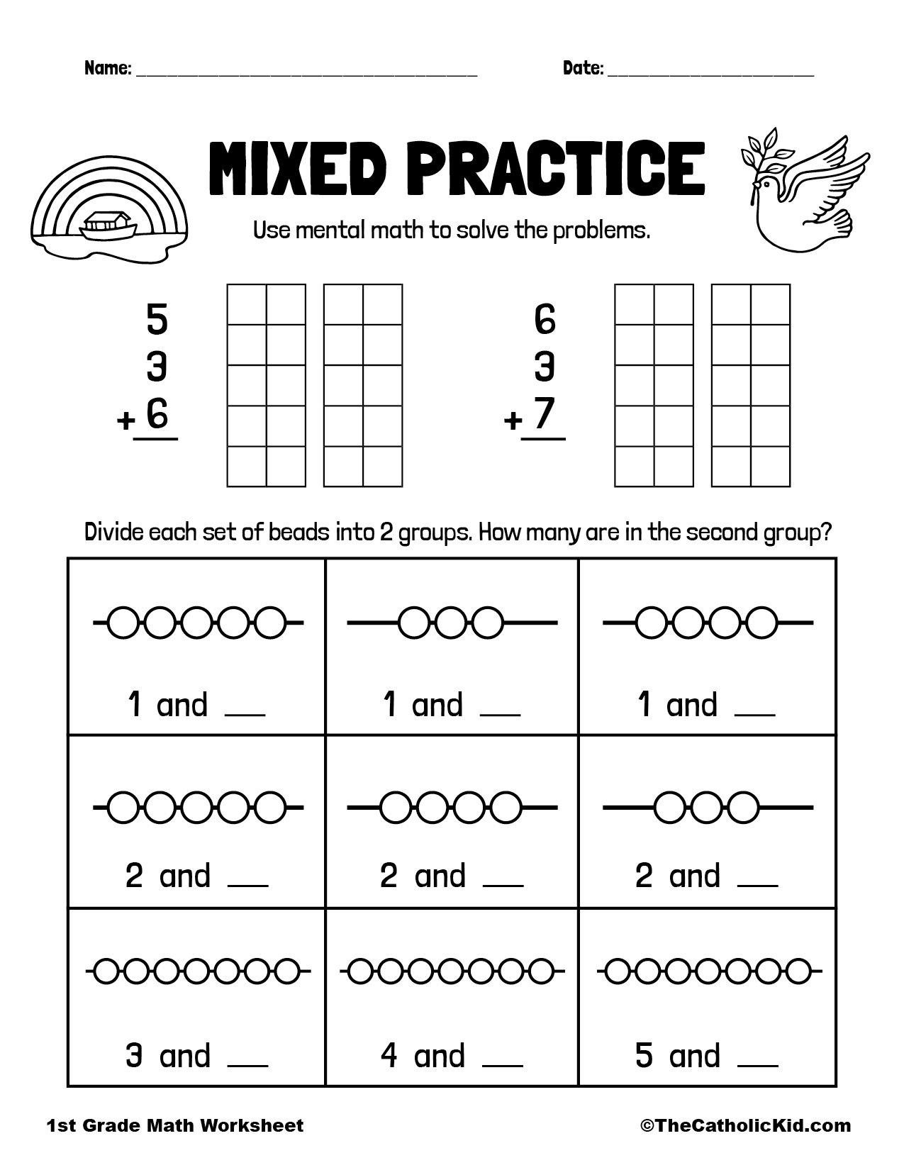 1st Grade Math Catholic Themed Worksheet Mixed Practice TheCatholicKid 1st Grade Math Catholic Themed Worksheet Mixed Practice TheCatholicKid