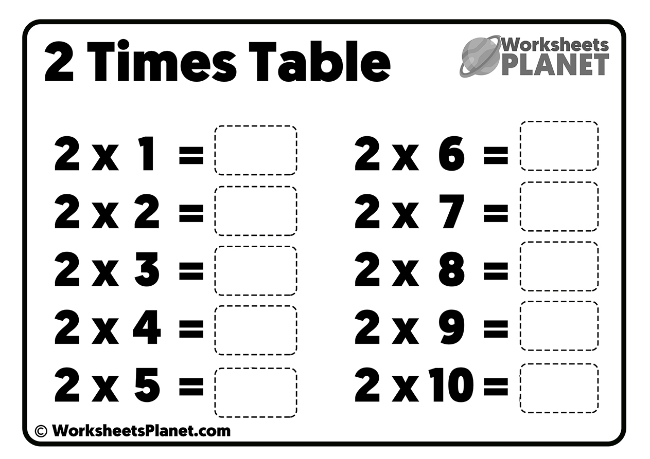 2 Times Table Worksheet Free Printable