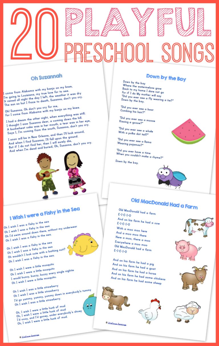 20 Best Preschool Songs free Printable Wildflower Ramblings