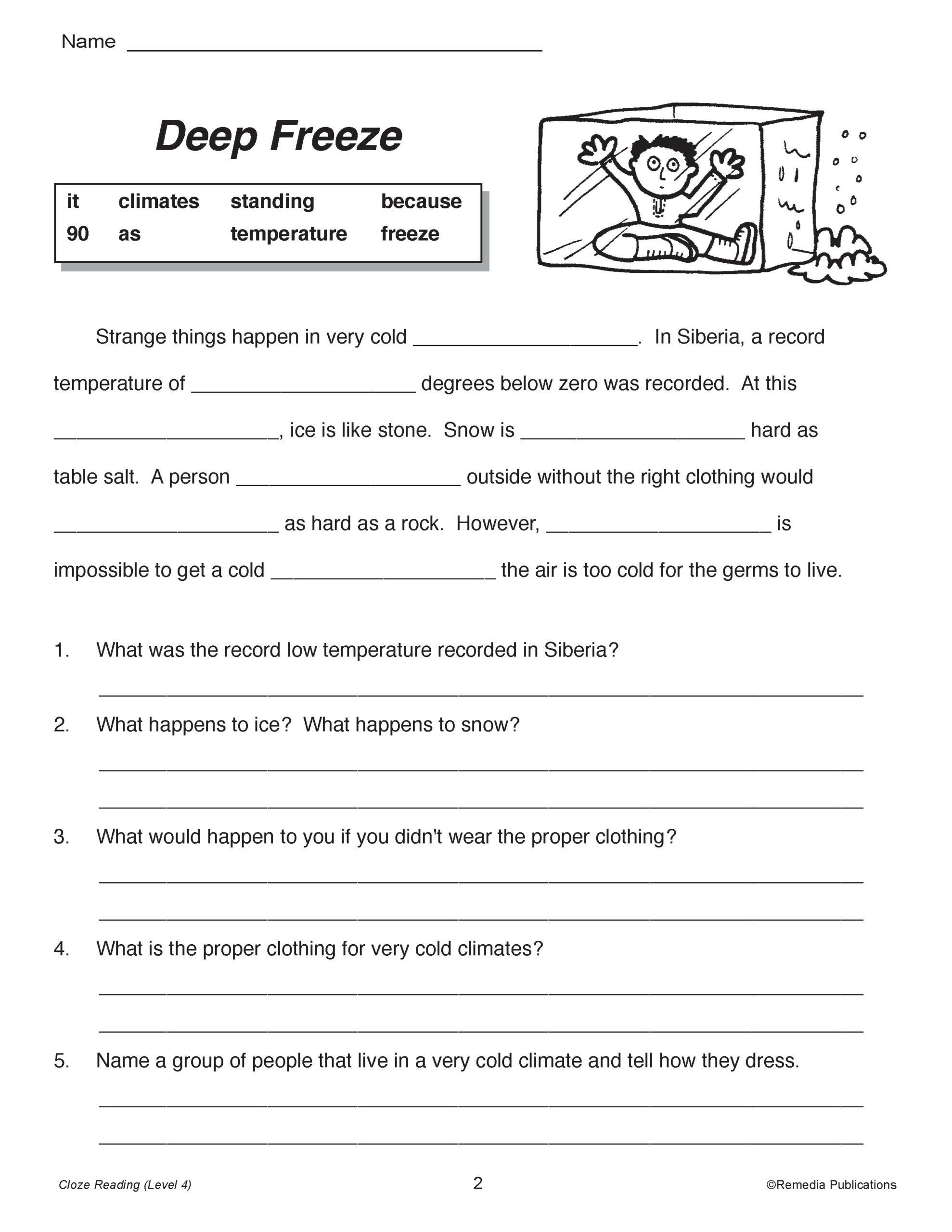 Free Printable Cloze Worksheets Grade 1