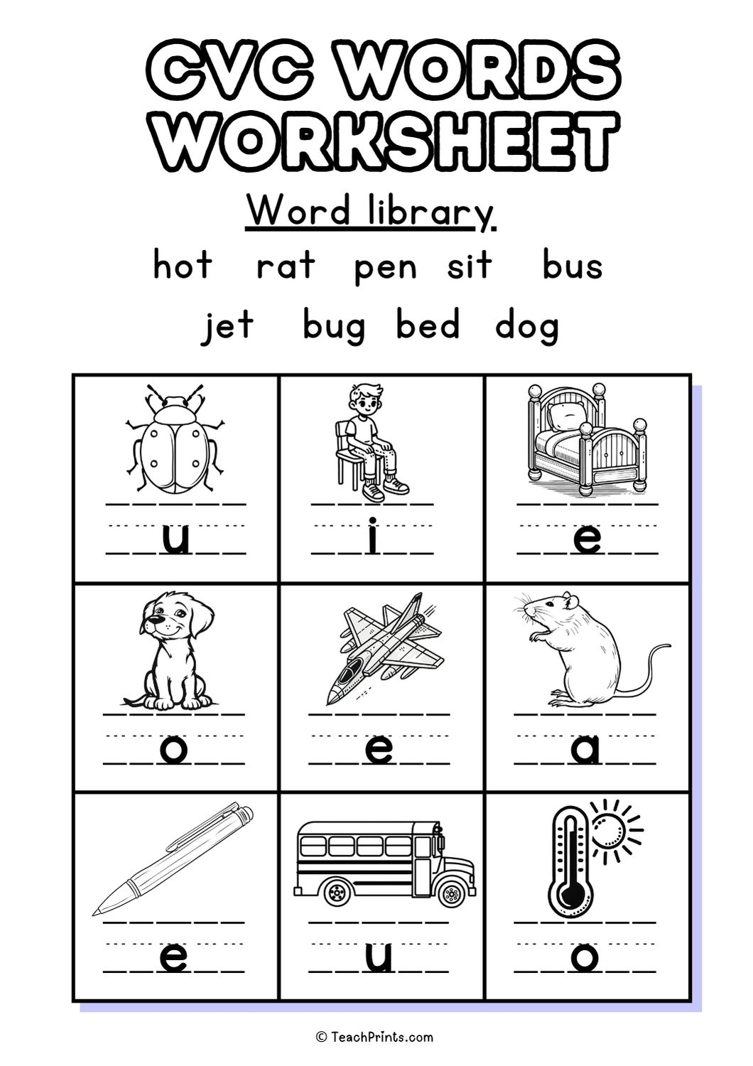 Free Cvc Test Worksheets For Kindergarten