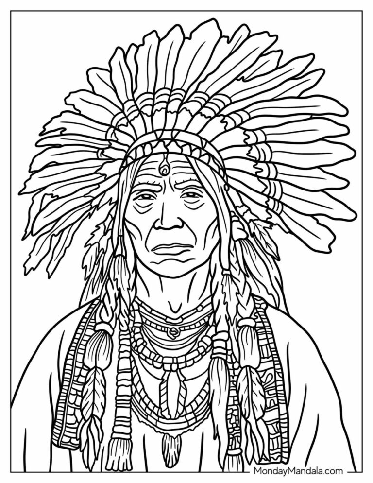 20 Native American Coloring Pages Free PDF Printables