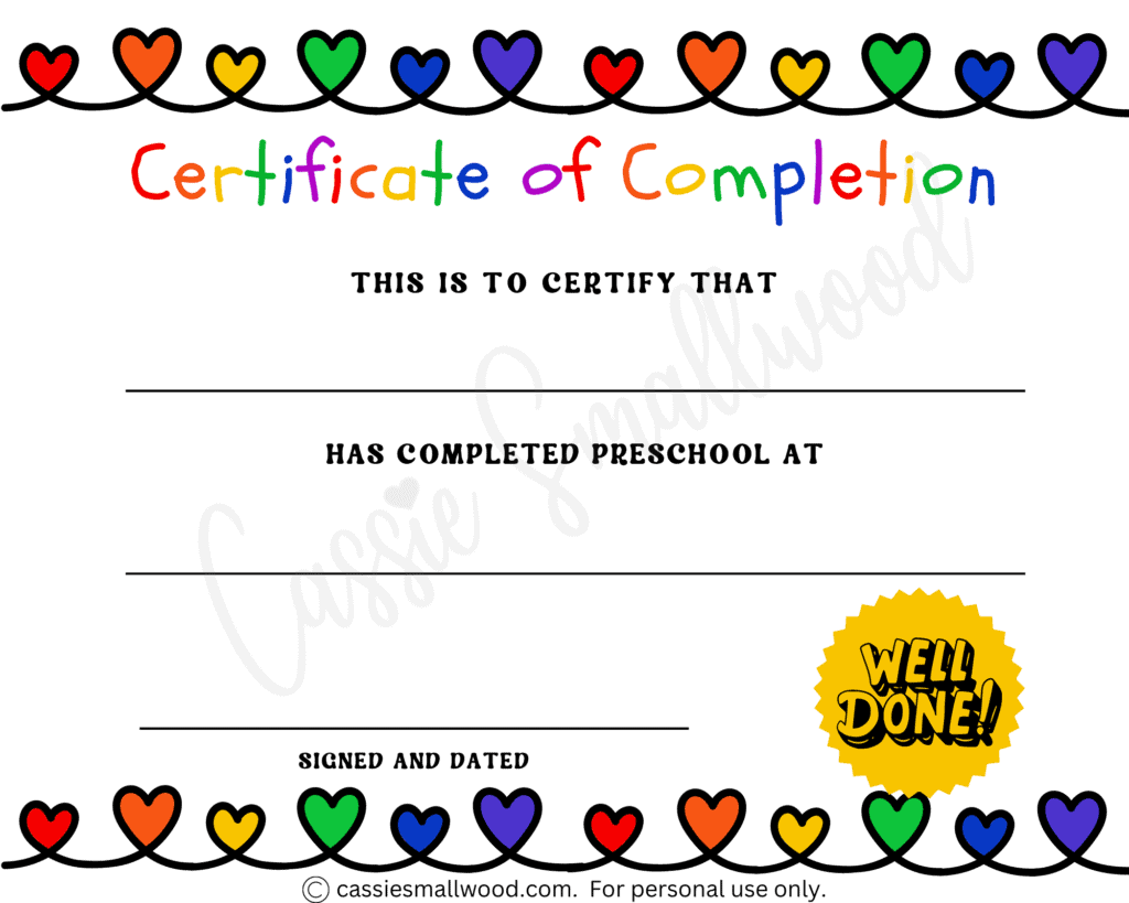 20 Preschool And Kindergarten Graduation Certificates FREE PRINTABLE Cassie Smallwood