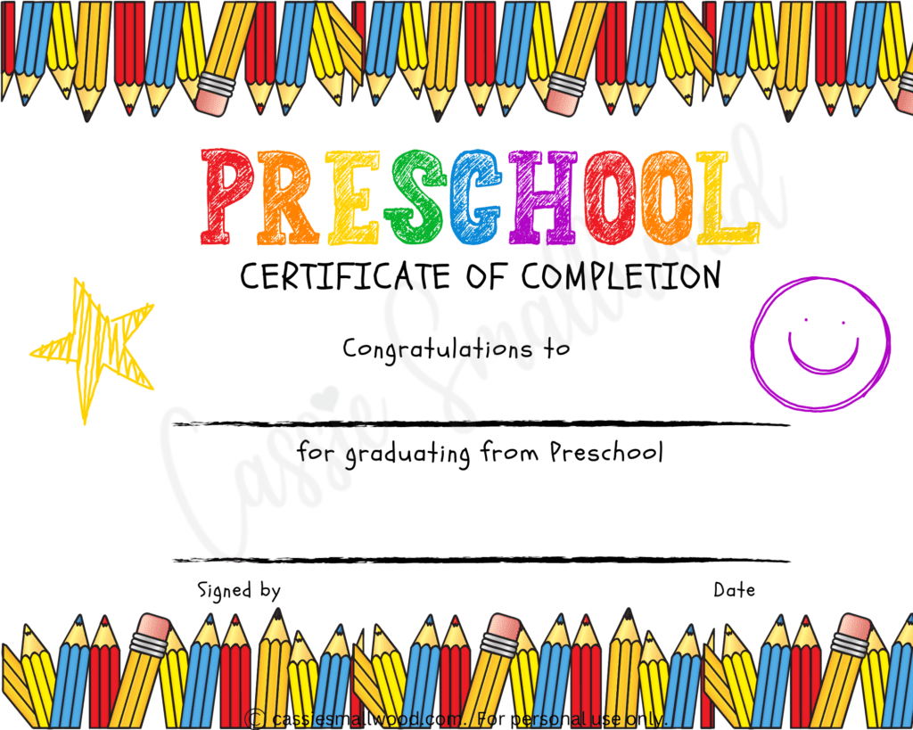 20 Preschool And Kindergarten Graduation Certificates FREE PRINTABLE Cassie Smallwood 20 Preschool And Kindergarten Graduation Certificates FREE PRINTABLE Cassie Smallwood