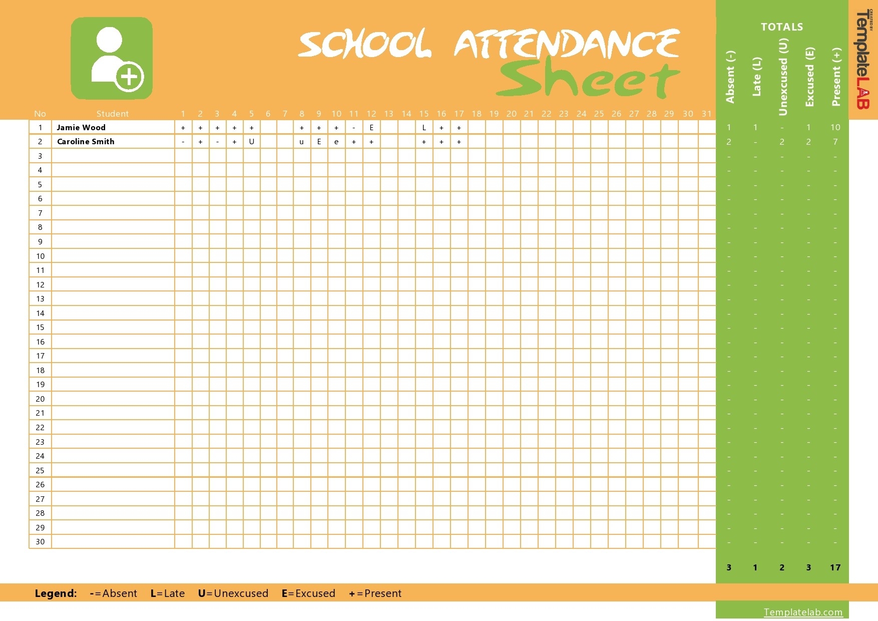 Free Printable Attendance Sheets For Preschool