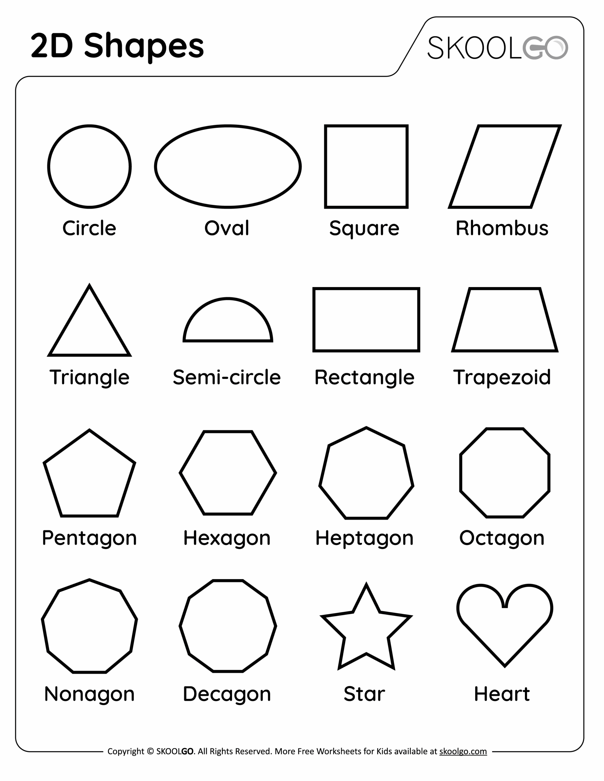 2D Shapes Free Worksheet SKOOLGO Worksheets Library