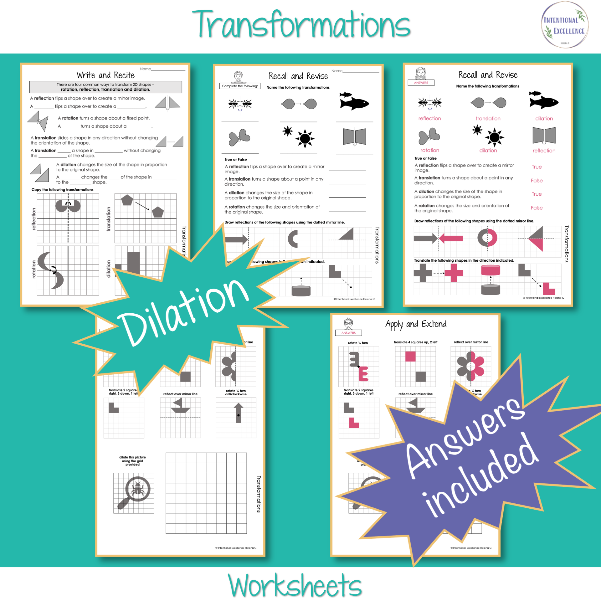 Free Printable Math Transformations Worksheets Free Printable Math Transformations Worksheets