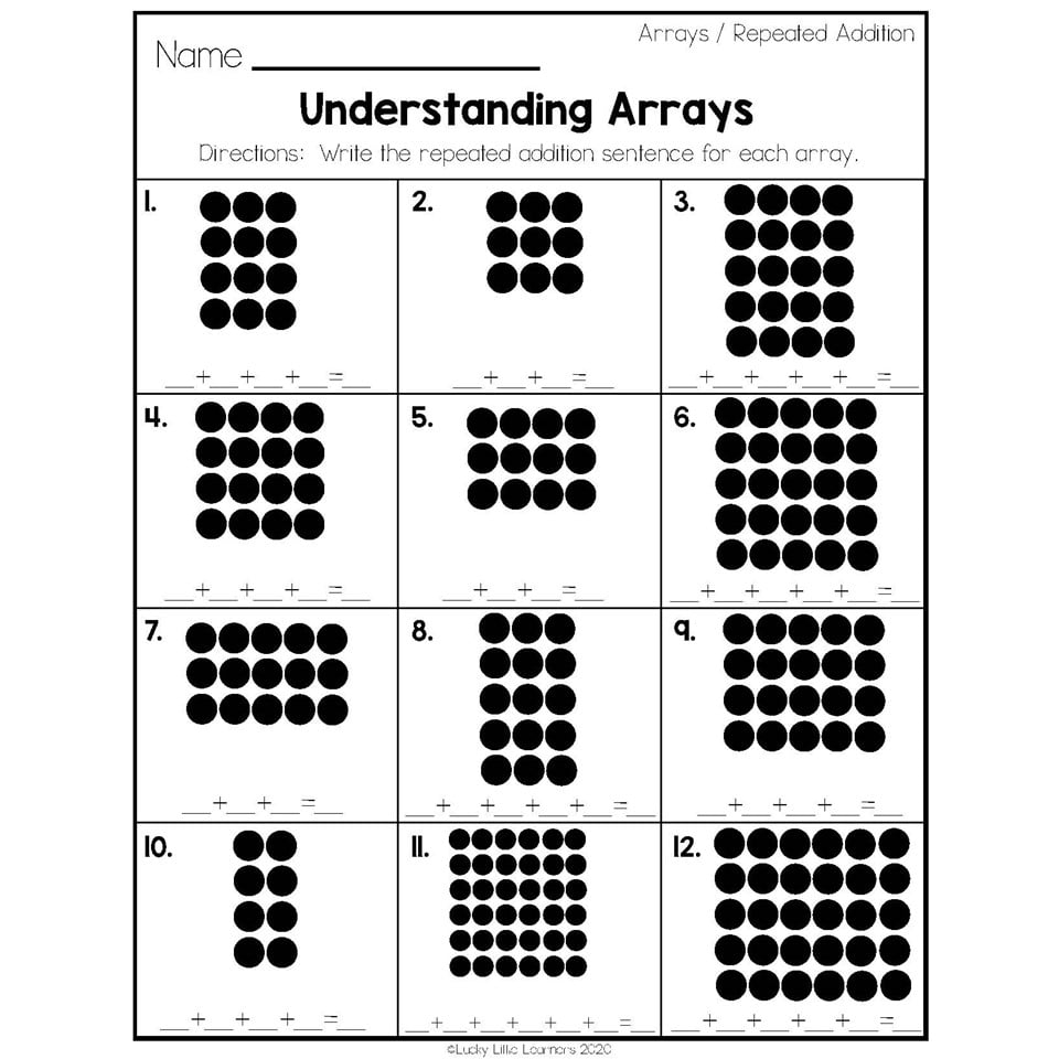 2nd Grade Math Worksheets Operations And Algebraic Thinking Arrays And Repeated Addition Understanding Arrays Lucky Little Learners 2nd Grade Math Worksheets Operations And Algebraic Thinking Arrays And Repeated Addition Understanding Arrays Lucky Little Learners