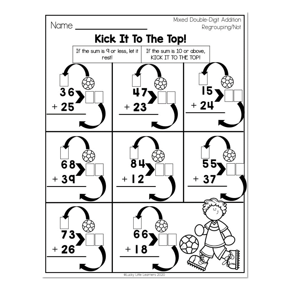 2nd Grade Math Worksheets Place Value Mixed Double Digit Addition Regrouping Not Kick It To The Top Lucky Little Learners 2nd Grade Math Worksheets Place Value Mixed Double Digit Addition Regrouping Not Kick It To The Top Lucky Little Learners