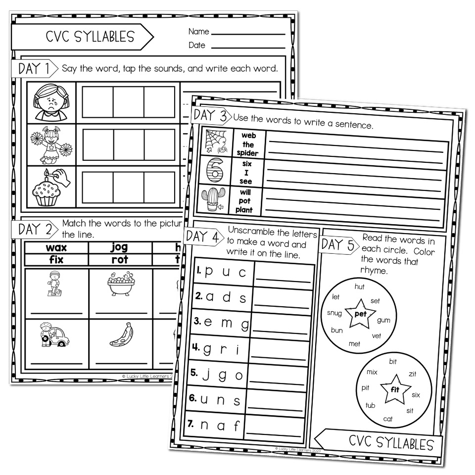2nd Grade Phonics Worksheets CVC Syllables Closed Syllables Lucky Little Learners 2nd Grade Phonics Worksheets CVC Syllables Closed Syllables Lucky Little Learners