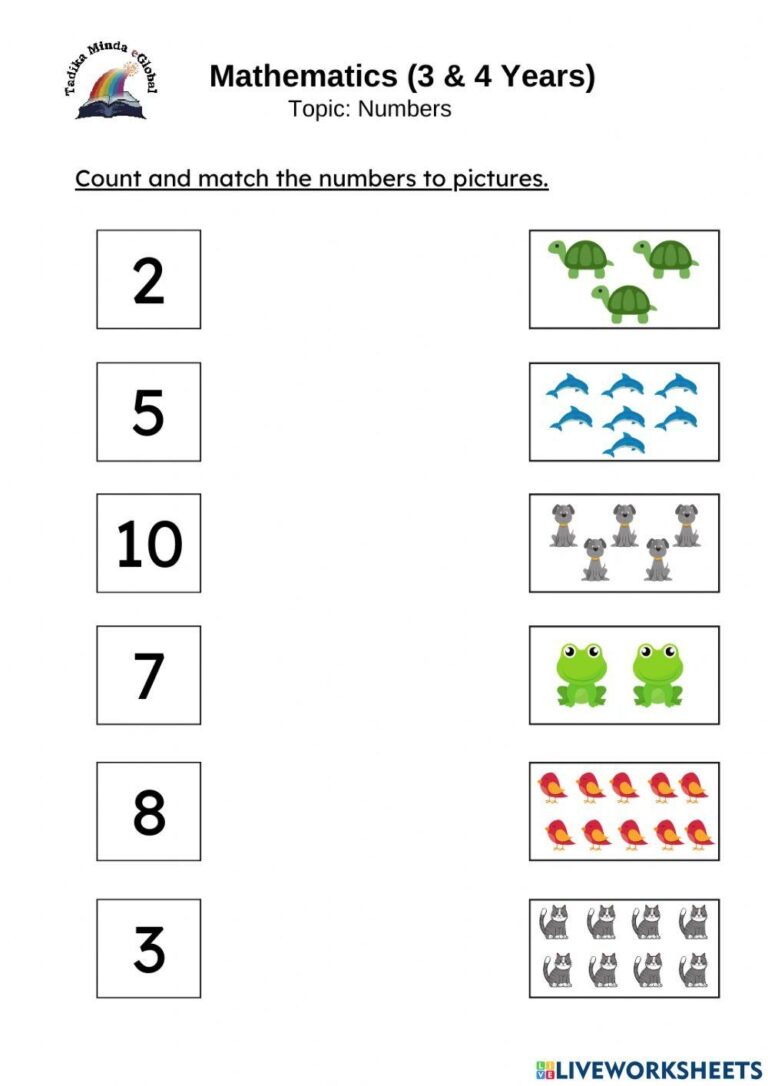 3 U0026 4 Years Math Counting Worksheet Live Worksheets Worksheets Library