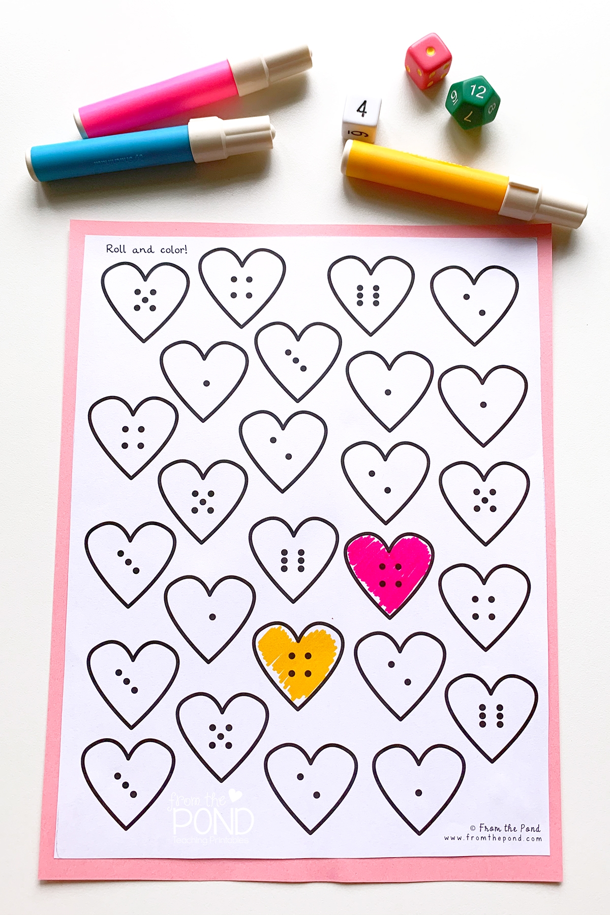 3 Ways To Use Our Free Heart Roll And Color Worksheet From The Pond