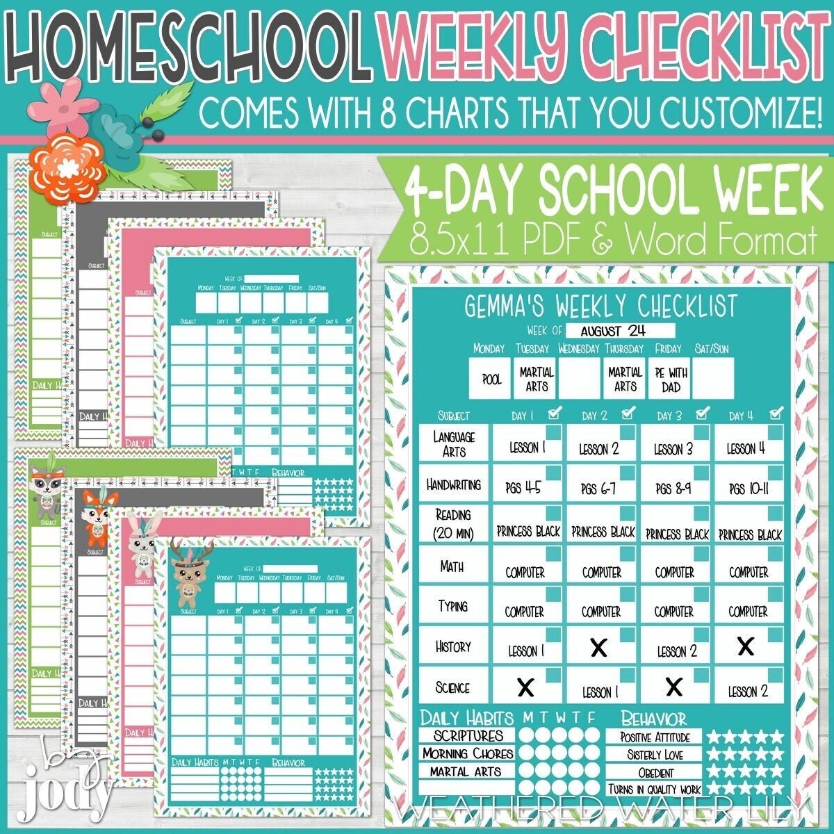 Preschool Printable Planner Homeschool Word Document