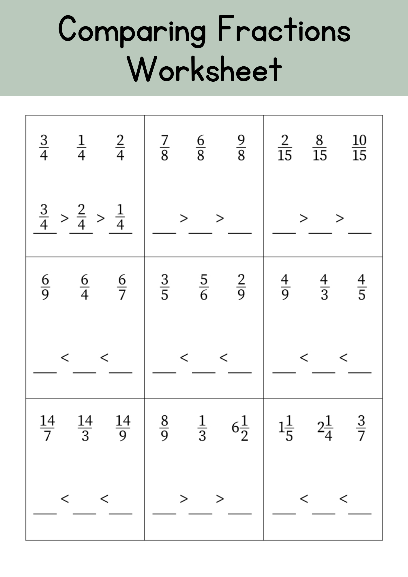 40 Free Printable Comparing Fractions Worksheet To Download In PDF 40 Free Printable Comparing Fractions Worksheet To Download In PDF