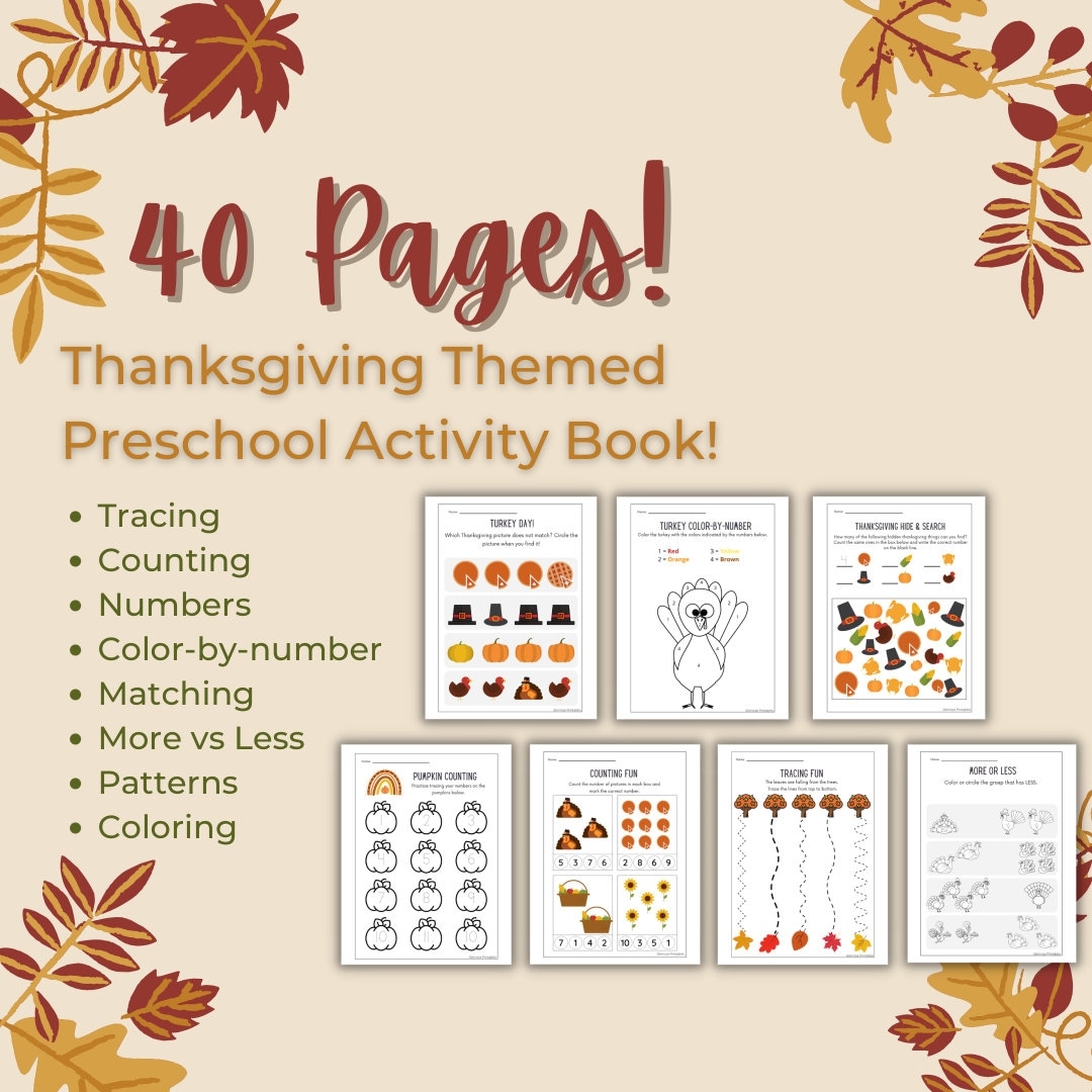 Preschool Thanksgiving Printable Books Preschool Thanksgiving Printable Books