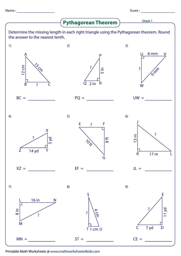 48 Pythagorean Theorem Worksheet With Answers Word PDF