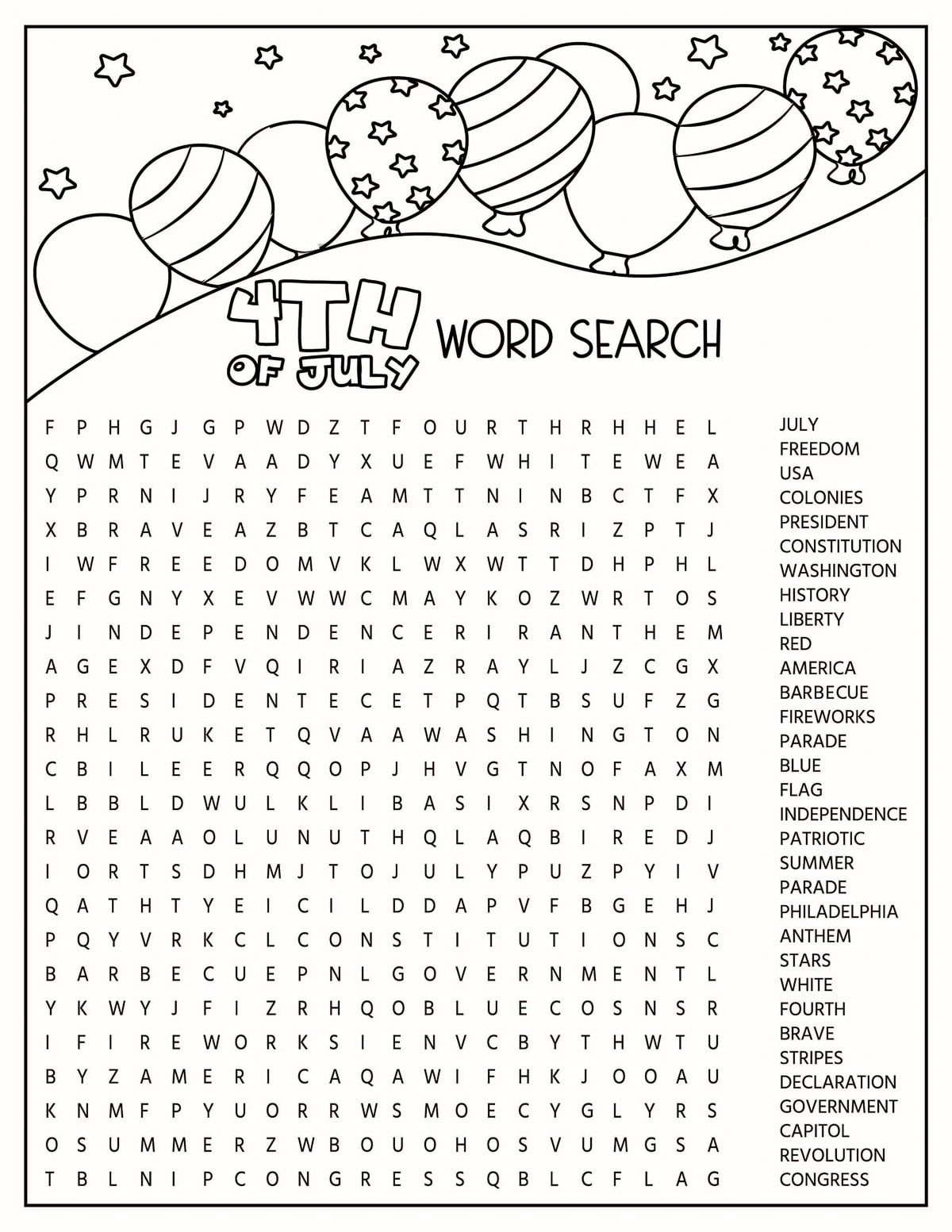 Free Fourth Of July Printables Preschool
