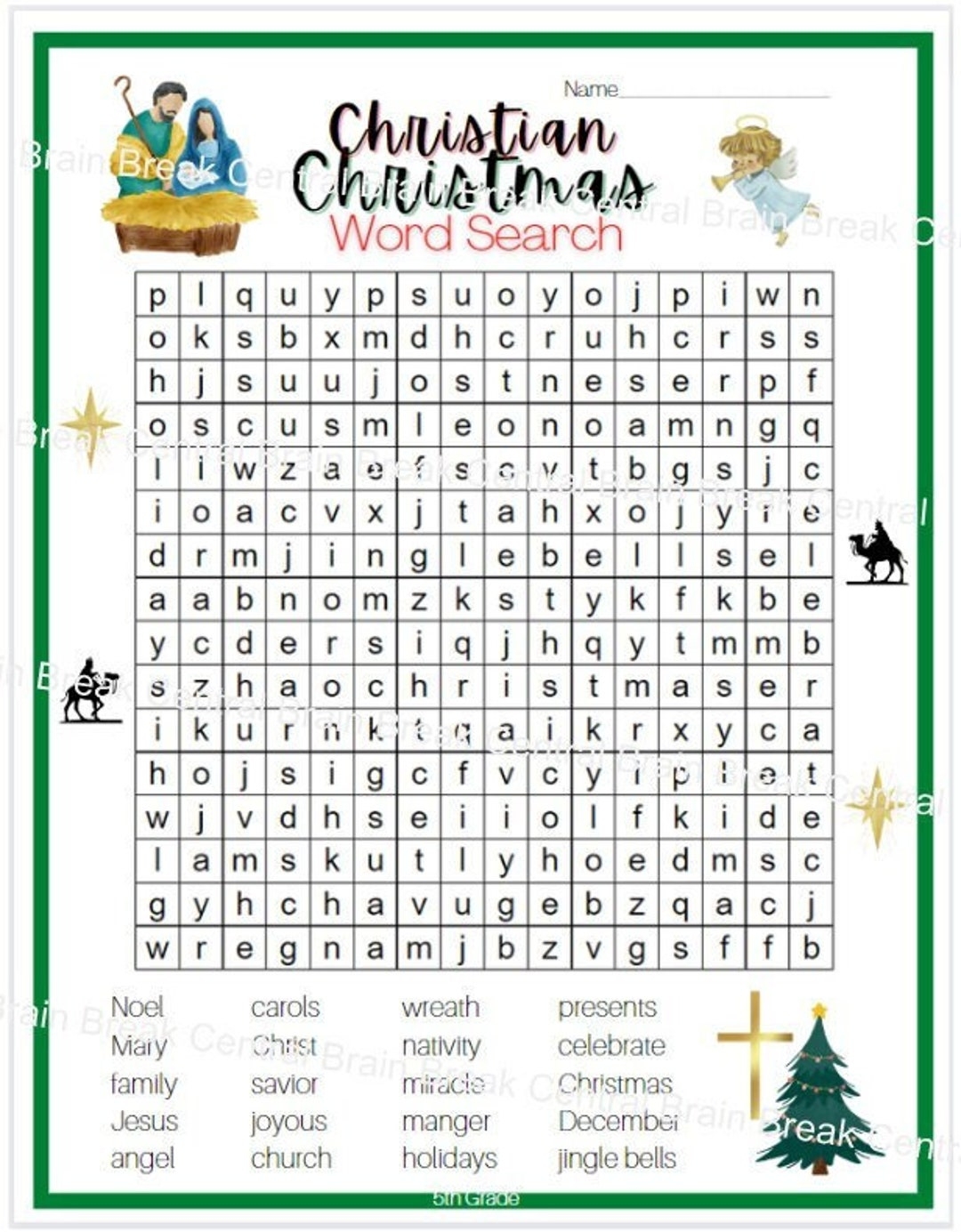 5th Grade Christian Christmas Word Search With Answer Key 5th Grade Christian Christmas Word Search With Answer Key