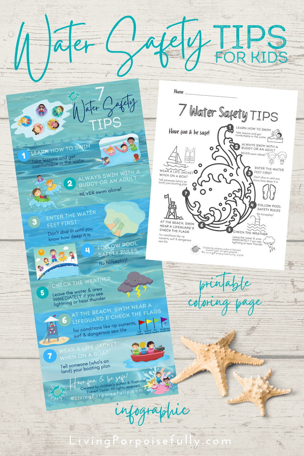 7 Water Safety Tips For Kids Infographic U0026 Coloring Page Living Porpoisefully