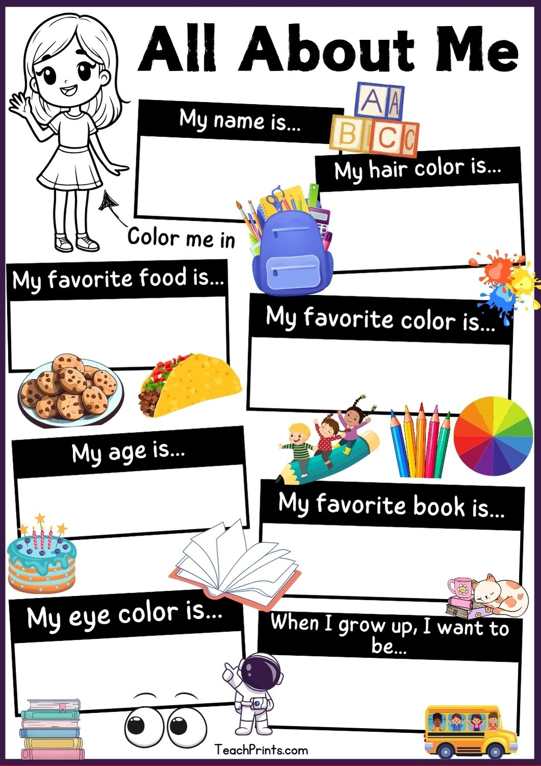 Free All About Me Printable Worksheet