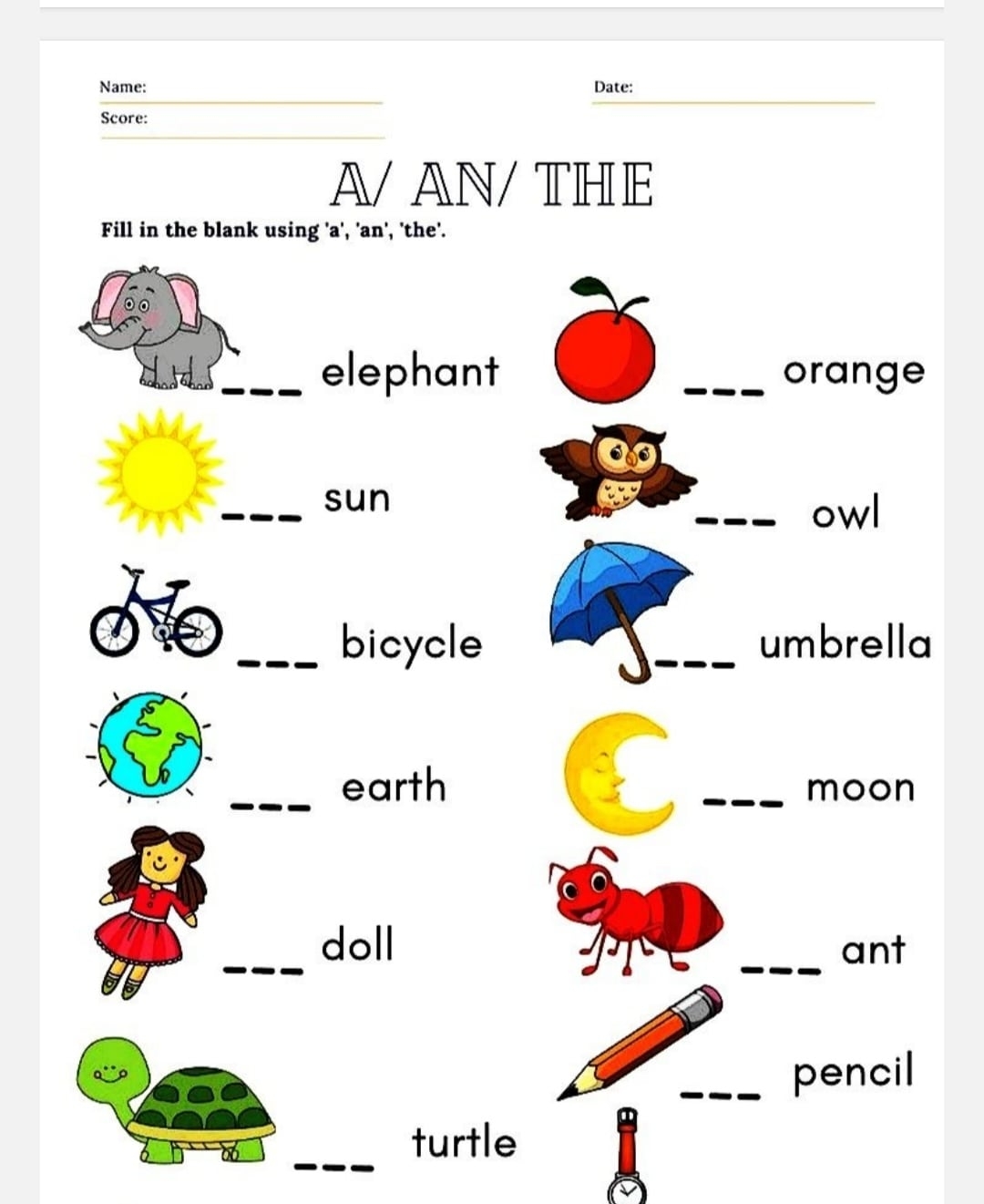 A And An Printables Worksheets PDF Worksheets Library
