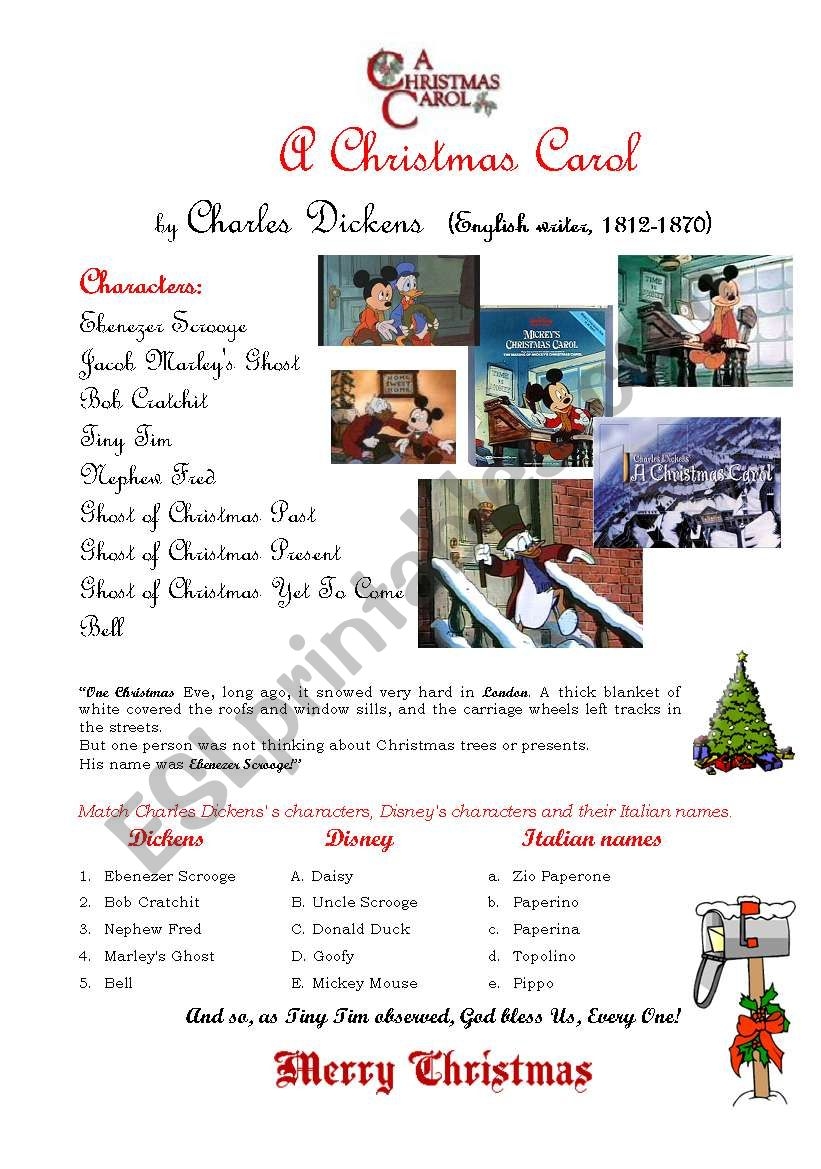 A Christmas Carol ESL Worksheet By Customer A Christmas Carol ESL Worksheet By Customer