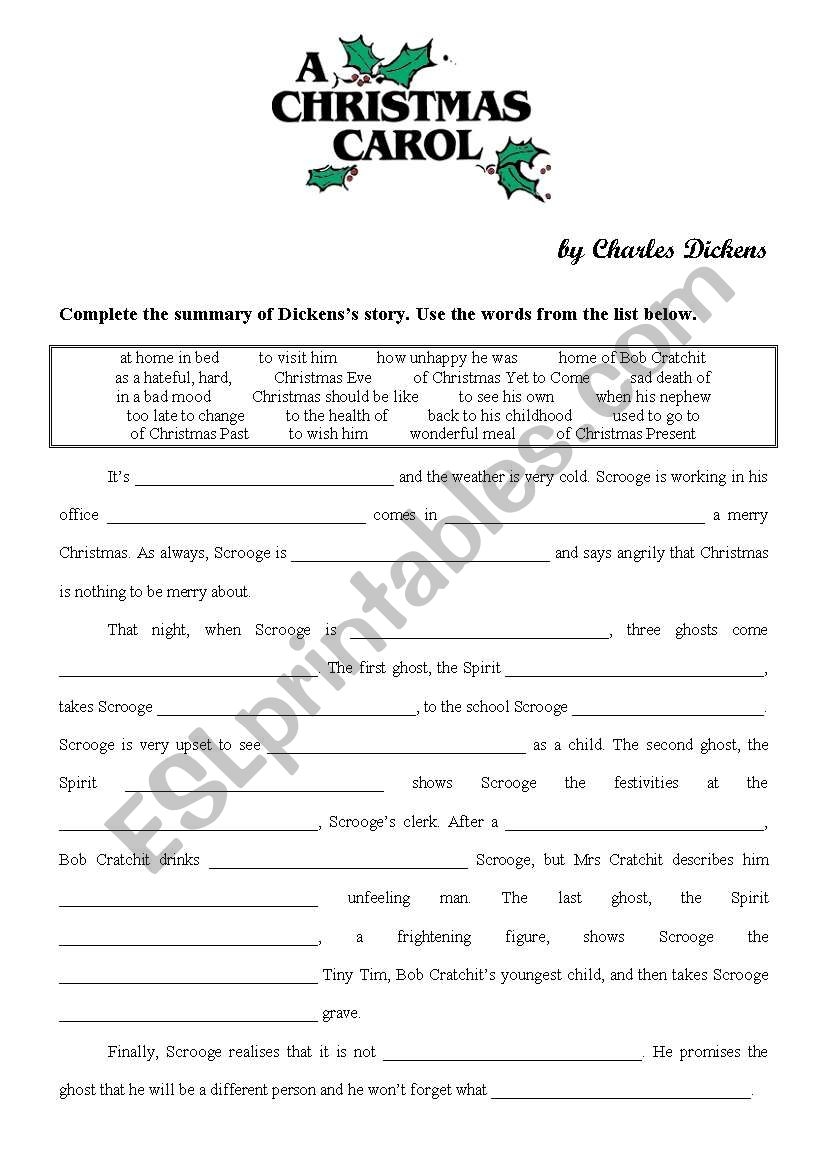 A Christmas Carol ESL Worksheet By Yppos59 A Christmas Carol ESL Worksheet By Yppos59