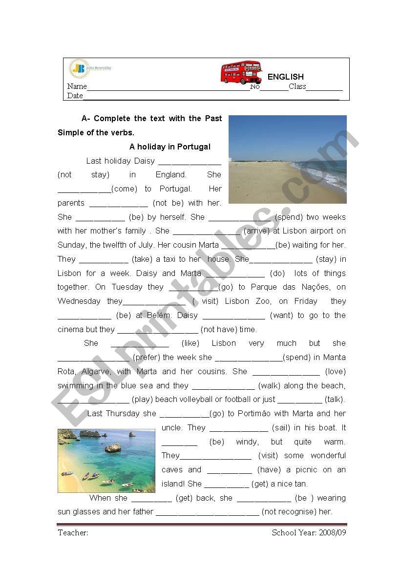 A Holiday In Portugal ESL Worksheet By Giscorpion