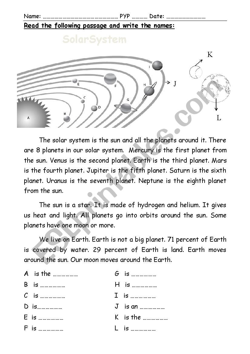 Solar System Reading Comprehension Worksheets Pdf