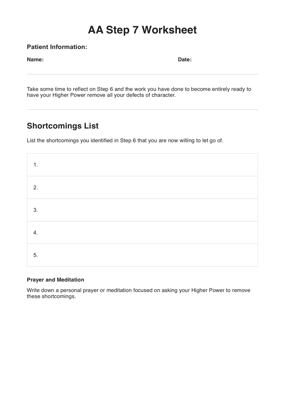 AA Step 7 Worksheets U0026 Example Free PDF Download