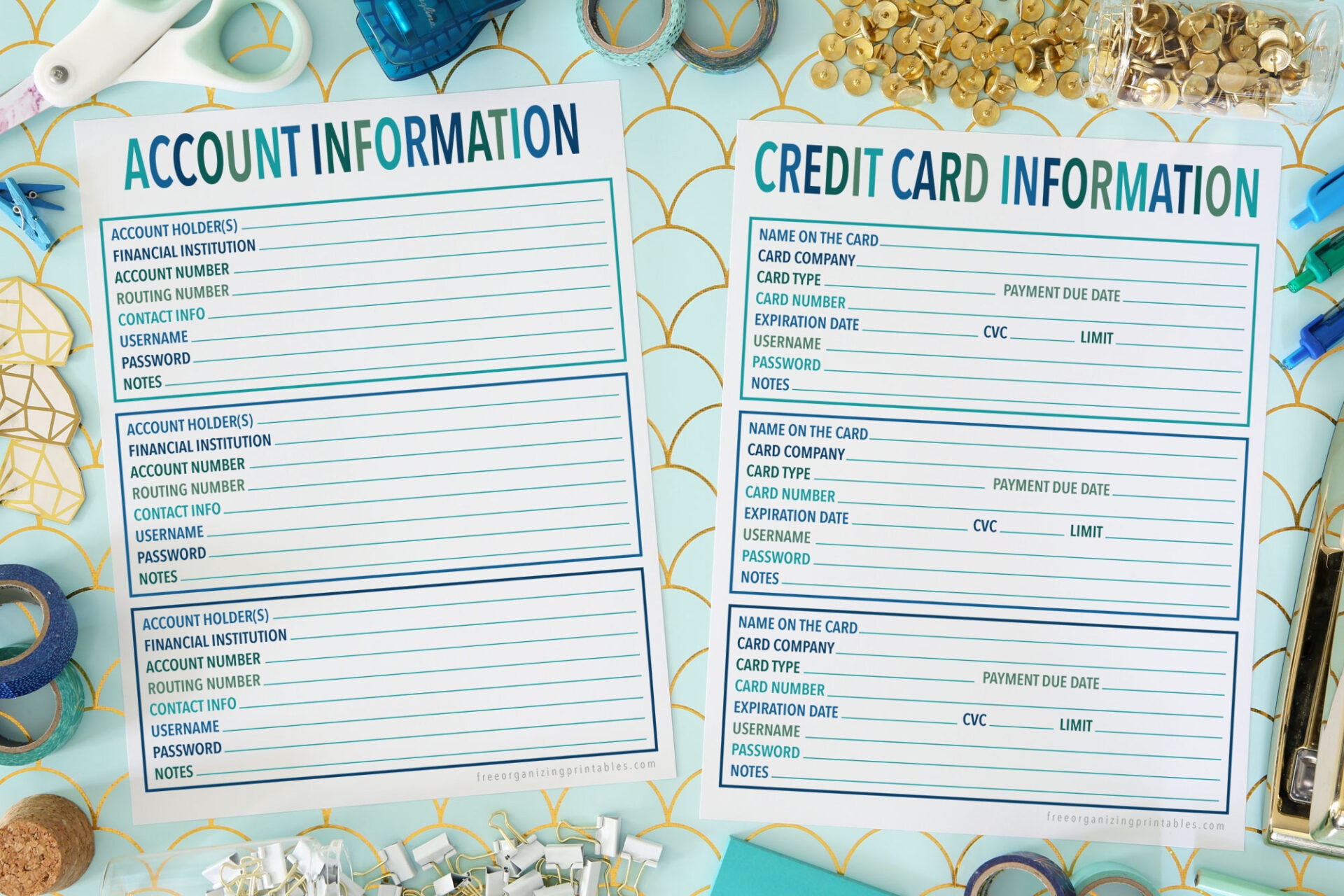 Account Information Sheet Printables Free Organizing Printables