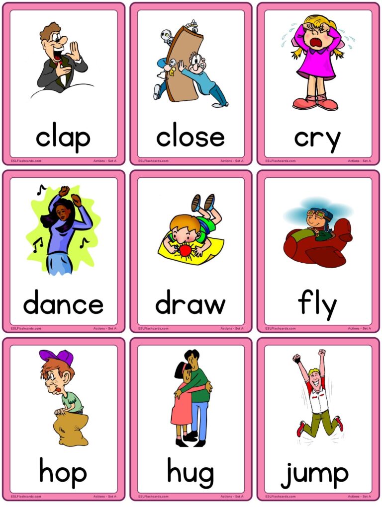 Action Flashcards Set A ESL Flashcards