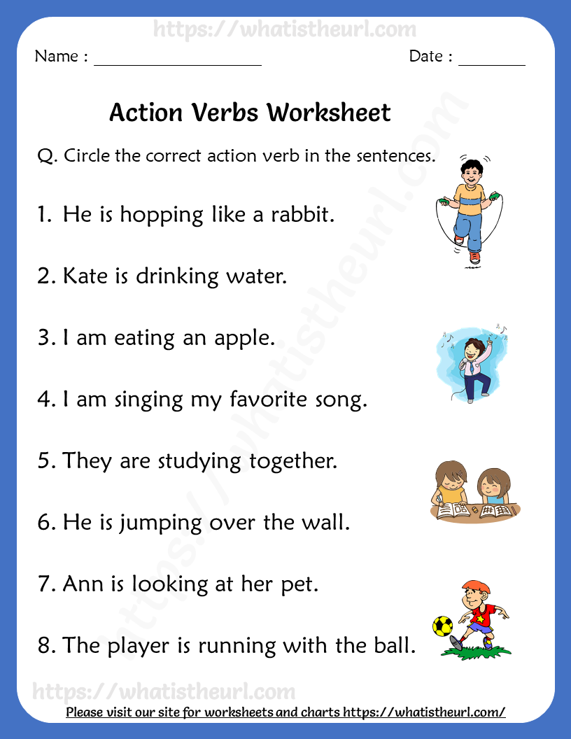 Printable Action Words Worksheets For Kindergarten