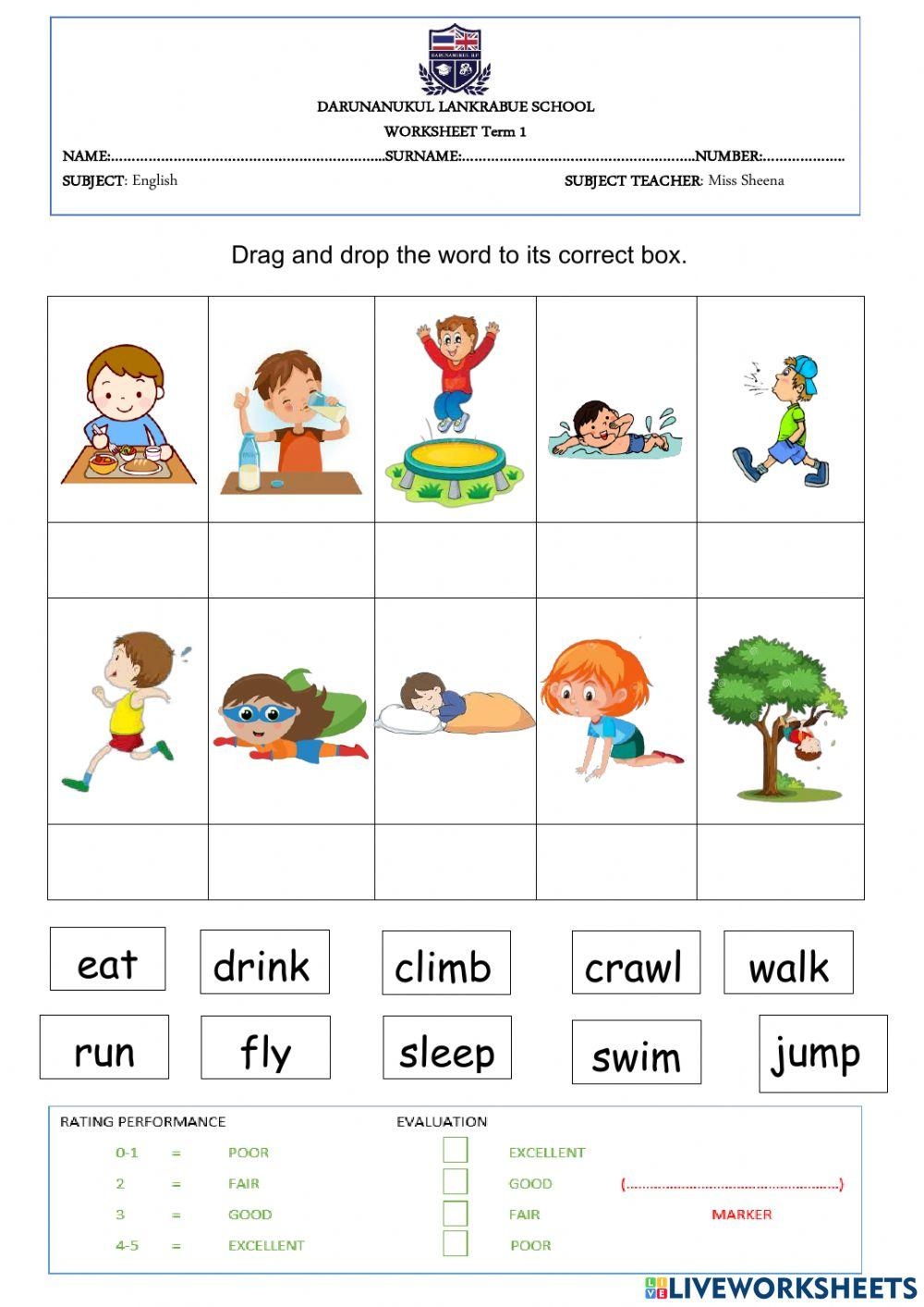 Free Live Worksheets For Kindergarten