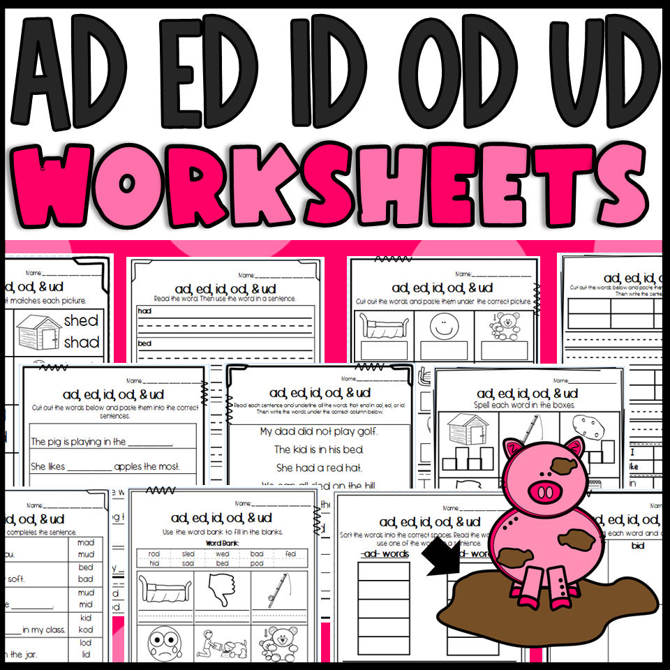 AD ED ID OD And UD Word Family Worksheets Made By Teachers