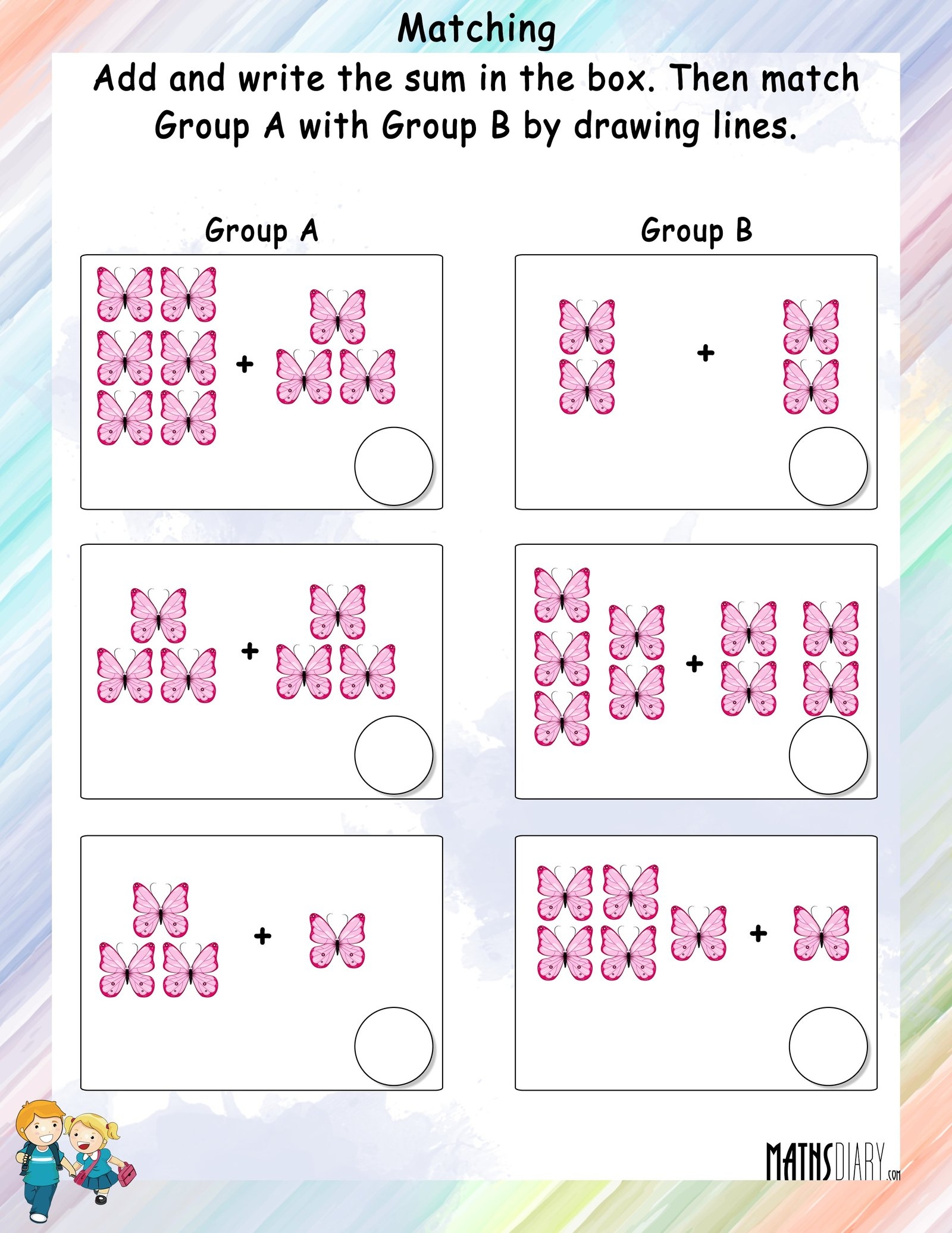 Adding And Matching The Sets Math Worksheets MathsDiary