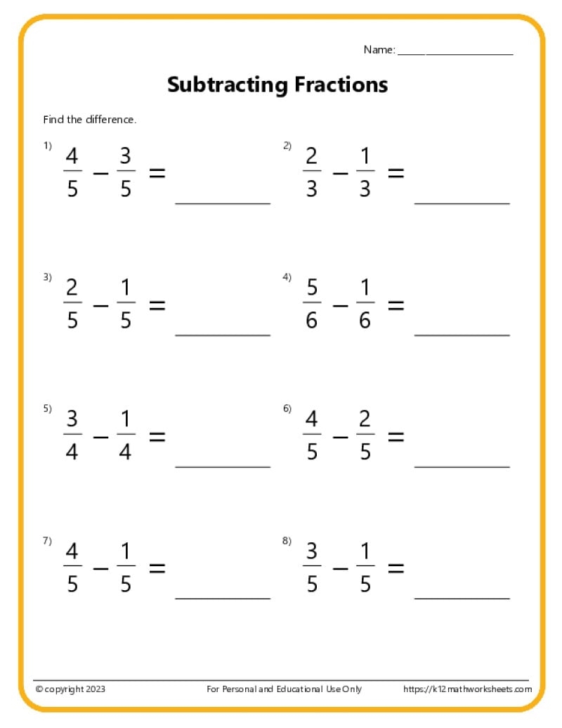 Adding And Subtracting Fractions Worksheets Adding And Subtracting Fractions Worksheets