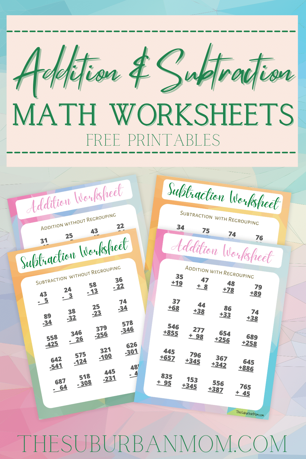 Addition Subtraction Worksheets Printable Free