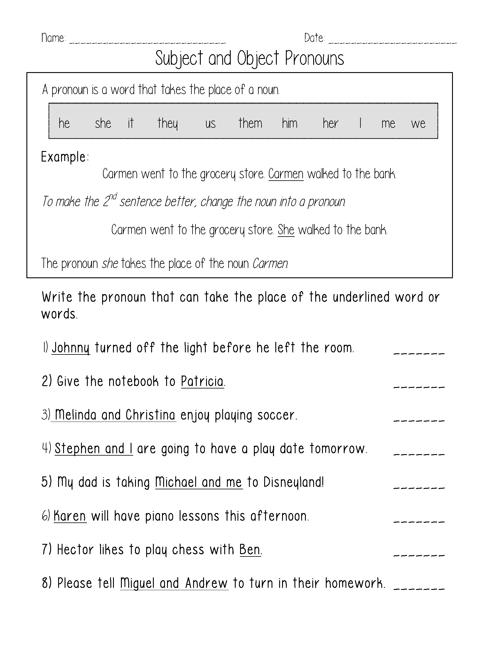 Adjectives Worksheets Subject And Object Pronouns Worksheets Adjectives Worksheets Subject And Object Pronouns Worksheets