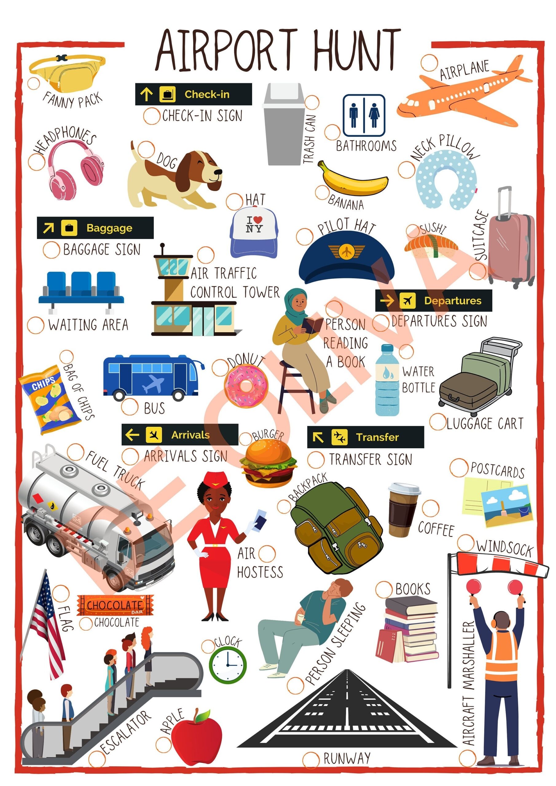 Airport Scavenger Hunt Print For Kids Airport Activities For Children Keep Them Playing And Entertained And Away From Screens Etsy