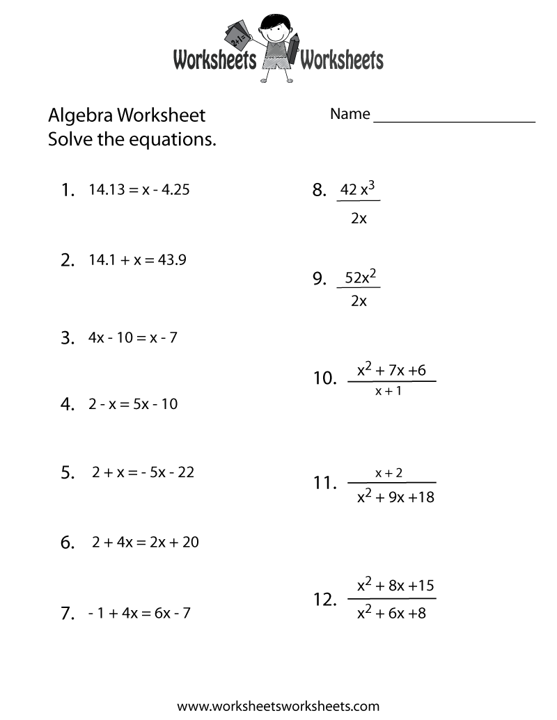 Algebra Practice Worksheet Worksheets Worksheets Worksheets Library Algebra Practice Worksheet Worksheets Worksheets Worksheets Library