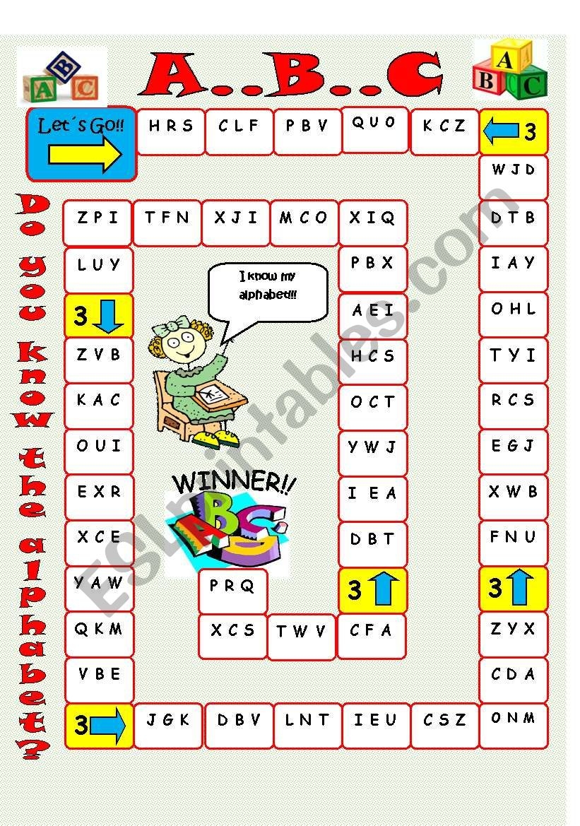 ALPHABET Board Game ESL Worksheet By Imelda