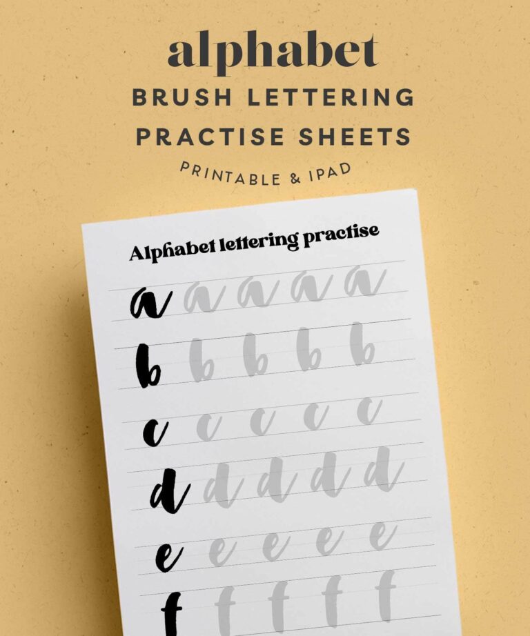 Alphabet Hand Lettering Practice Sheets Free Printable Clementine Creative